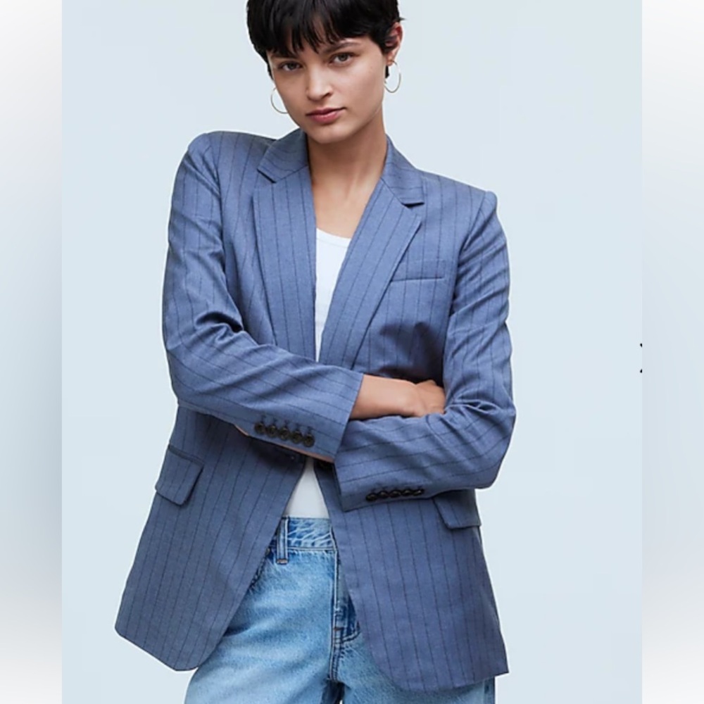 NWT Madewell Single-Breasted Blazer In Yard Dyed Pinstripe Size 4